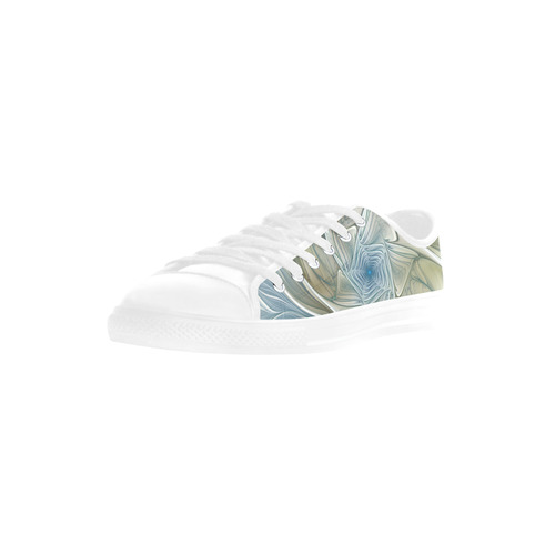 Floral Fantasy Pattern Abstract Blue Khaki Fractal Aquila Microfiber Leather Women's Shoes (Model 031)