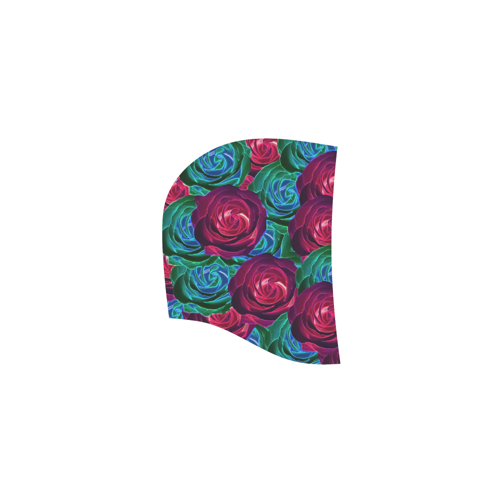 closeup blooming roses in red blue and green All Over Print Sleeveless Hoodie for Women (Model H15)