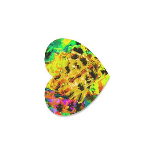 camouflage splash painting abstract in yellow green brown red orange Heart Coaster