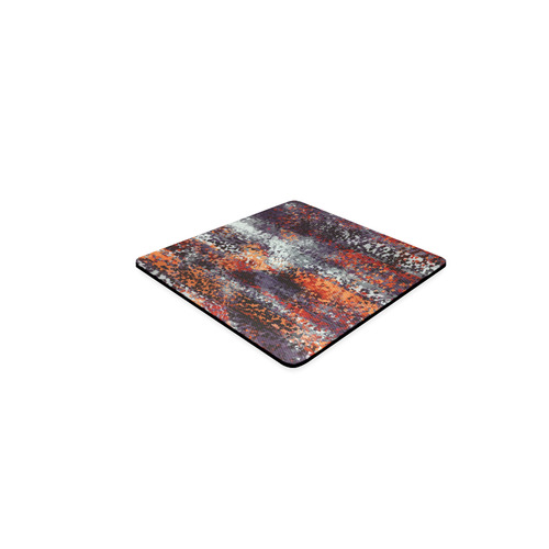 psychedelic geometric polygon shape pattern abstract in black orange brown red Square Coaster