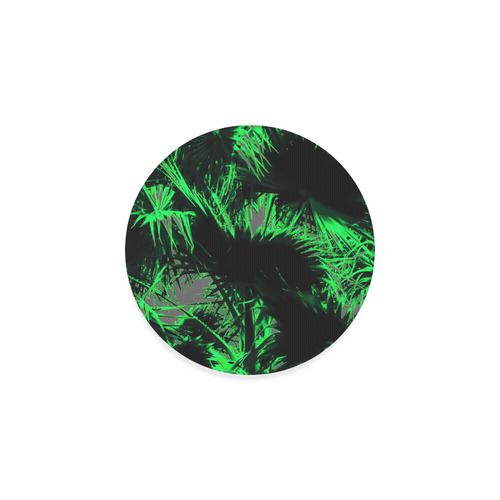 green palm leaves texture abstract background Round Coaster