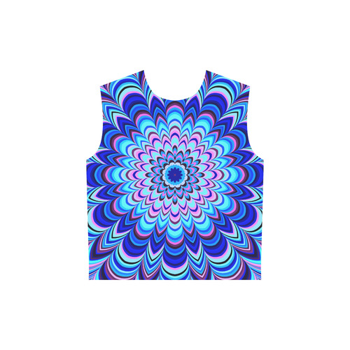 Neon blue striped mandala All Over Print Sleeveless Hoodie for Women (Model H15)