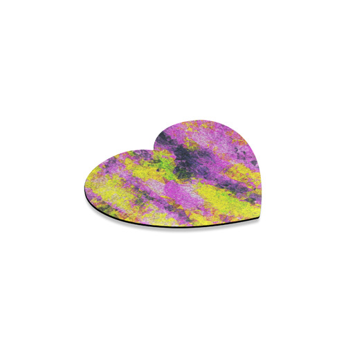 vintage psychedelic painting texture abstract in pink and yellow with noise and grain Heart Coaster