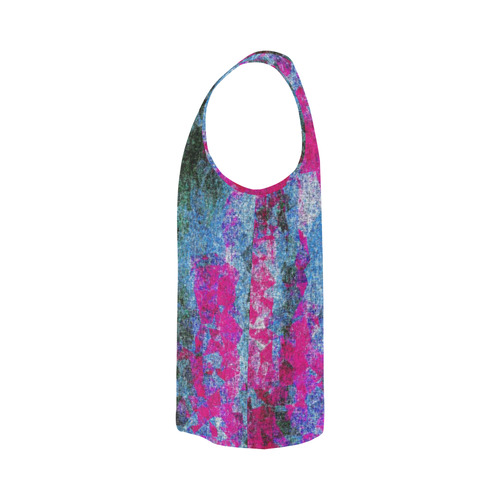 vintage psychedelic painting texture abstract in pink and blue with noise and grain All Over Print Tank Top for Men (Model T43)