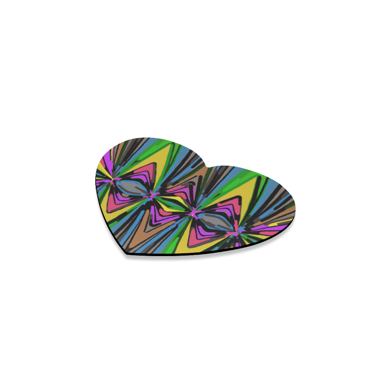 psychedelic geometric graffiti triangle pattern in pink green blue yellow and brown Heart Coaster