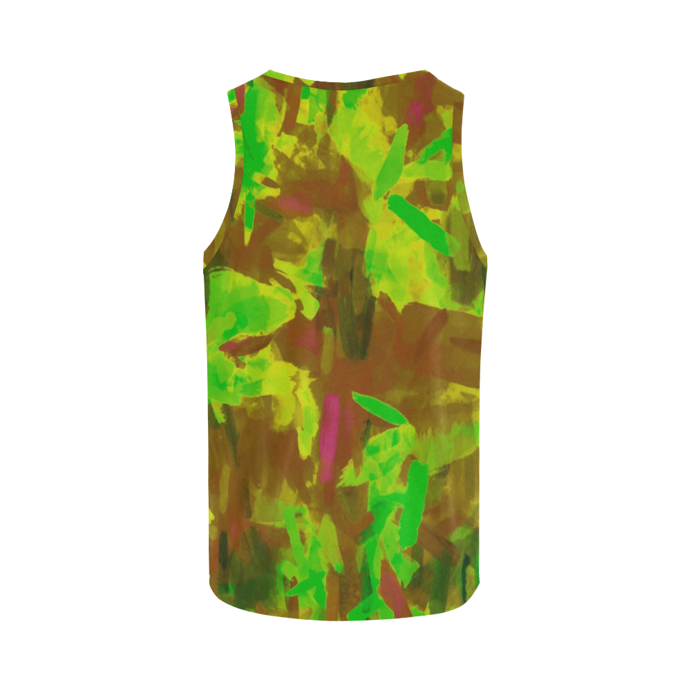 camouflage painting texture abstract background in green yellow brown All Over Print Tank Top for Women (Model T43)