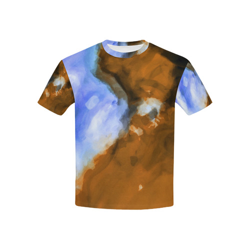 rusty psychedelic splash painting texture abstract background in blue and brown Kids' All Over Print T-shirt (USA Size) (Model T40)