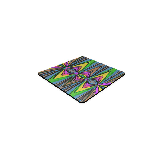 psychedelic geometric graffiti triangle pattern in pink green blue yellow and brown Square Coaster