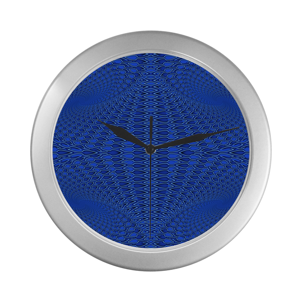Shades_of_Blue Silver Color Wall Clock