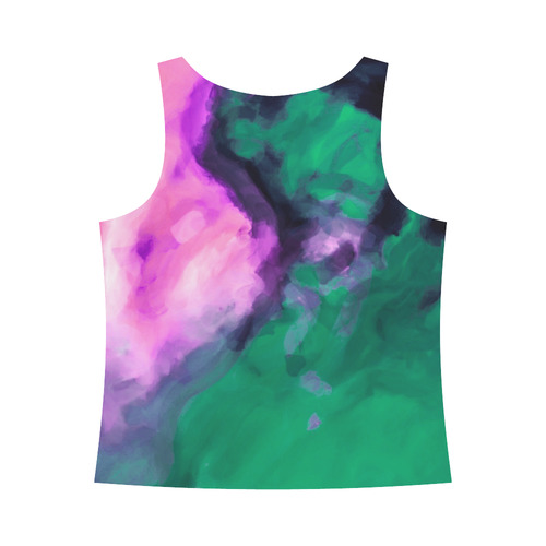 psychedelic splash painting texture abstract background in green and pink All Over Print Tank Top for Women (Model T43)