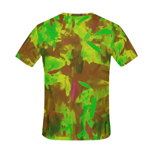 camouflage painting texture abstract background in green yellow brown All Over Print T-Shirt for Men (USA Size) (Model T40)