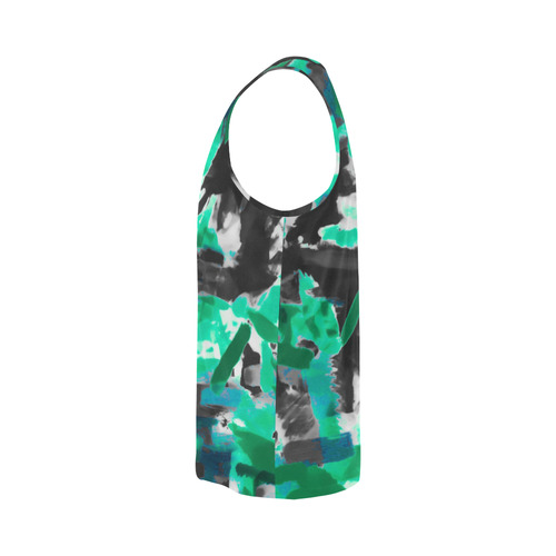 psychedelic vintage camouflage painting texture abstract in green and black All Over Print Tank Top for Men (Model T43)