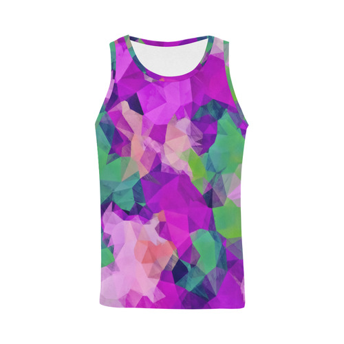 psychedelic geometric polygon pattern abstract in pink purple green All Over Print Tank Top for Men (Model T43)