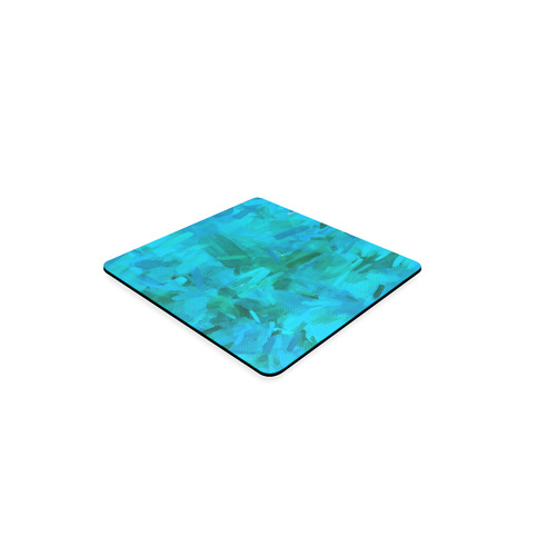 splash painting abstract texture in blue and green Square Coaster
