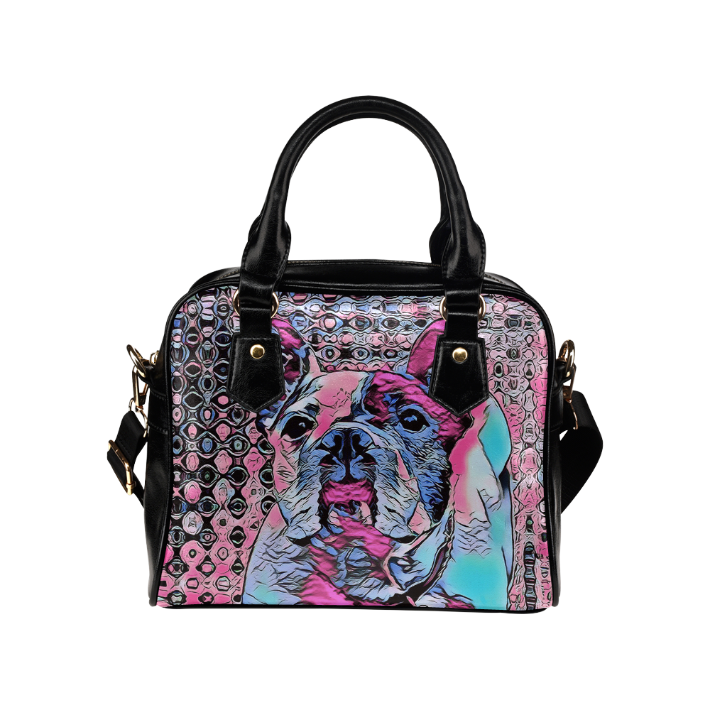 FRENCH BULLDOG PINK BY CRASSCO Shoulder Handbag (Model 1634)