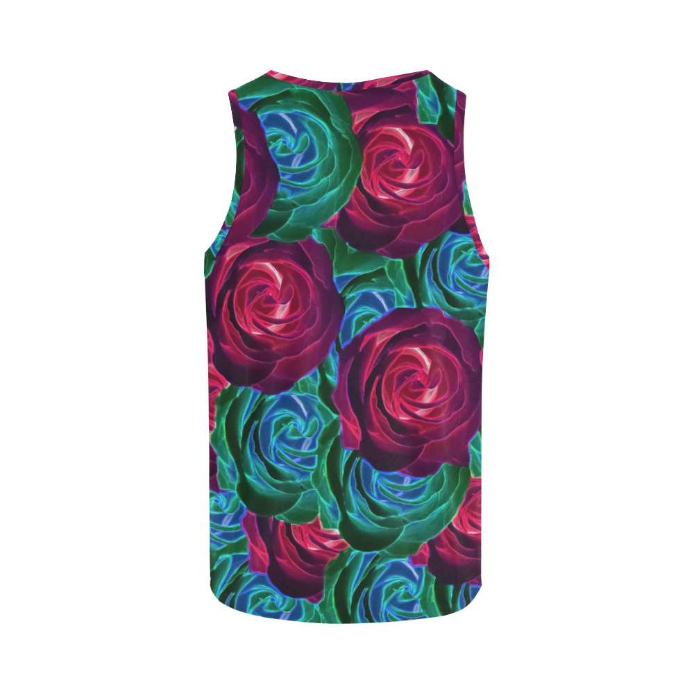 closeup blooming roses in red blue and green All Over Print Tank Top for Men (Model T43)