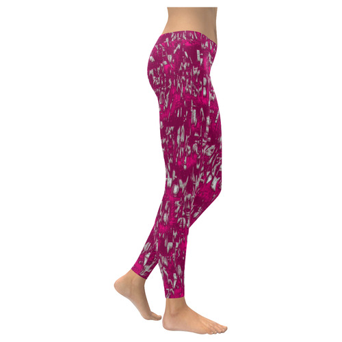 glossy abstract pink by JamColors Women's Low Rise Leggings (Invisible Stitch) (Model L05)