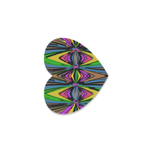 psychedelic geometric graffiti triangle pattern in pink green blue yellow and brown Heart Coaster