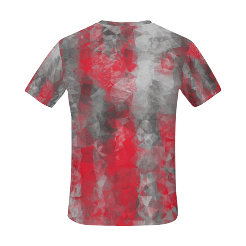 psychedelic geometric polygon shape pattern abstract in red and black All Over Print T-Shirt for Men (USA Size) (Model T40)