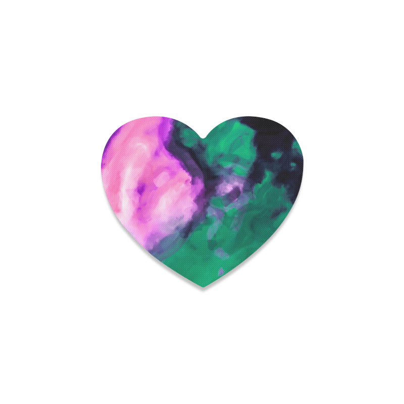psychedelic splash painting texture abstract background in green and pink Heart Coaster