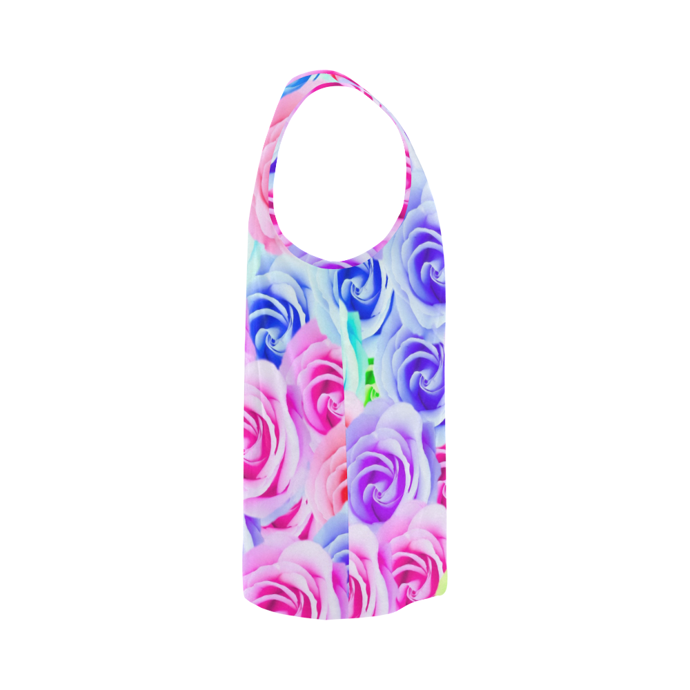 closeup colorful rose texture background in pink purple blue green All Over Print Tank Top for Men (Model T43)