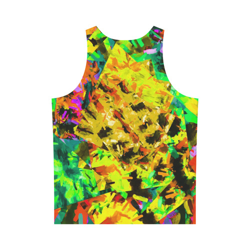 camouflage splash painting abstract in yellow green brown red orange All Over Print Tank Top for Men (Model T43)