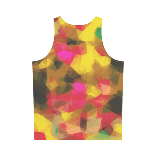 psychedelic geometric polygon shape pattern abstract in pink yellow green All Over Print Tank Top for Men (Model T43)