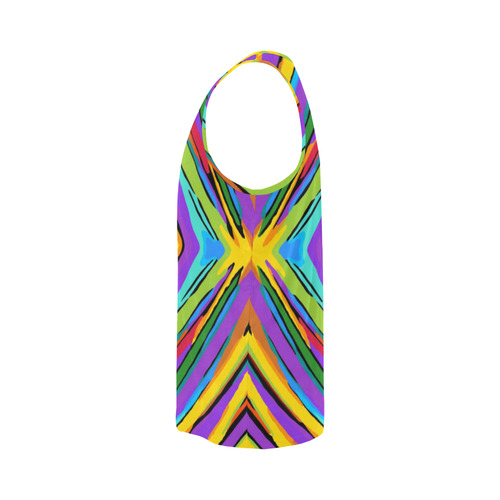 psychedelic geometric graffiti square pattern abstract in blue purple pink yellow green All Over Print Tank Top for Men (Model T43)