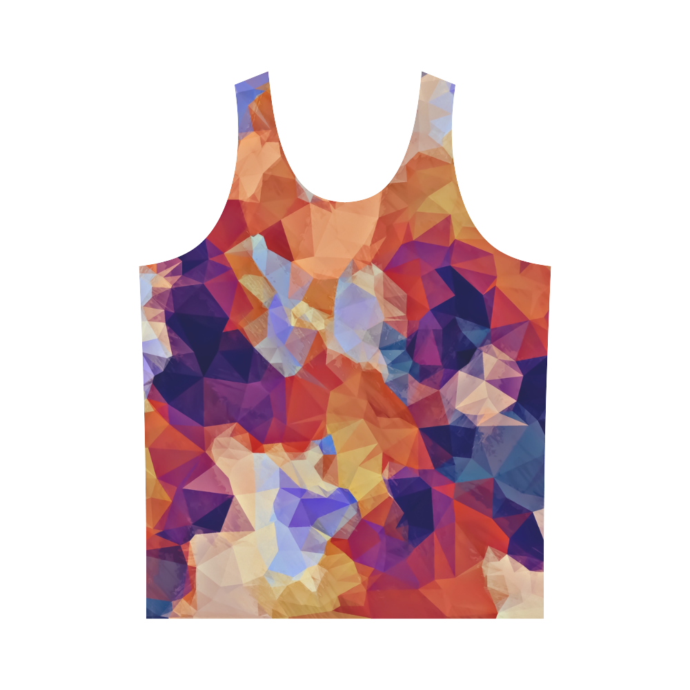 psychedelic geometric polygon pattern abstract in orange brown blue purple All Over Print Tank Top for Men (Model T43)