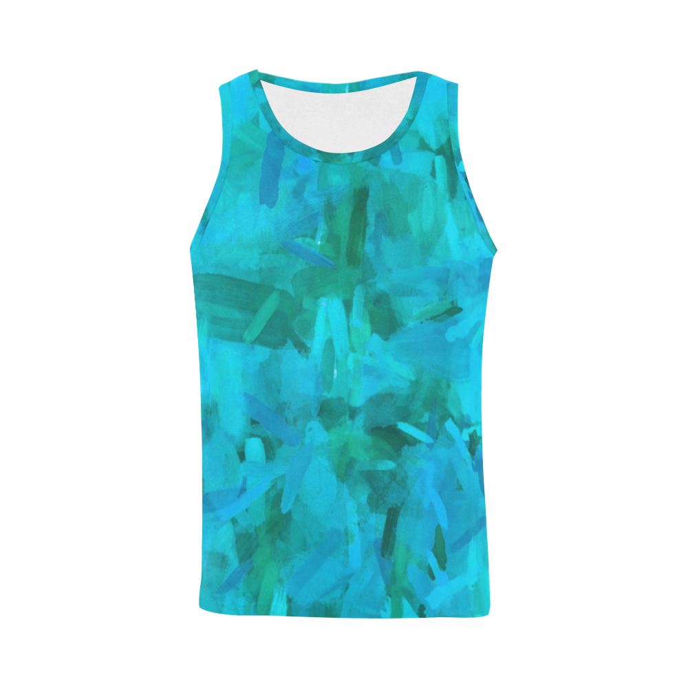 splash painting abstract texture in blue and green All Over Print Tank Top for Men (Model T43)