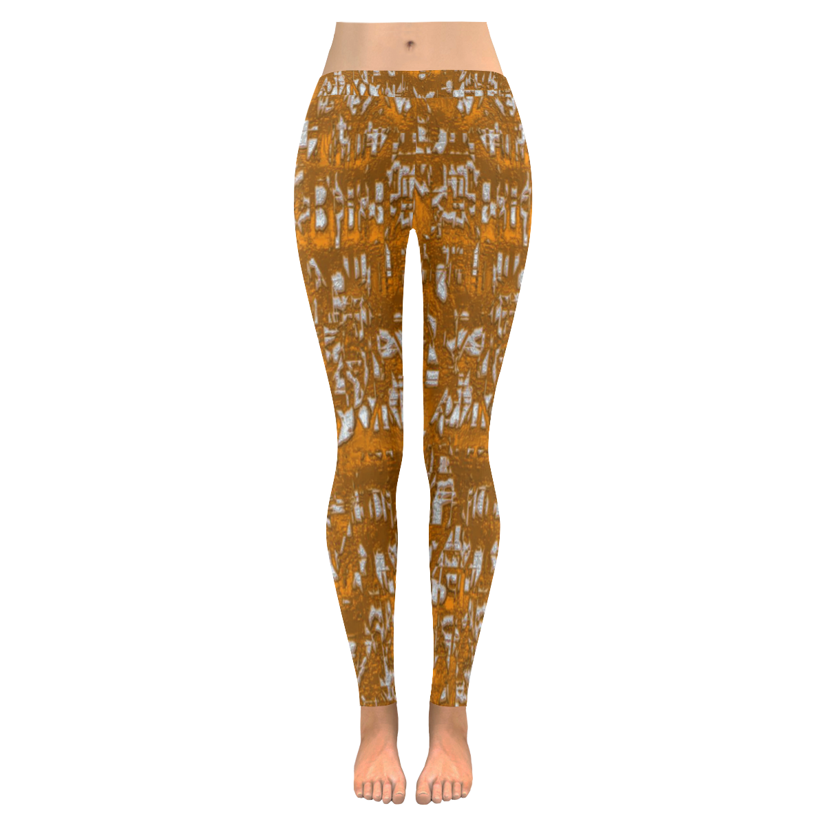 glossy abstract orange by JamColors Women's Low Rise Leggings (Invisible Stitch) (Model L05)