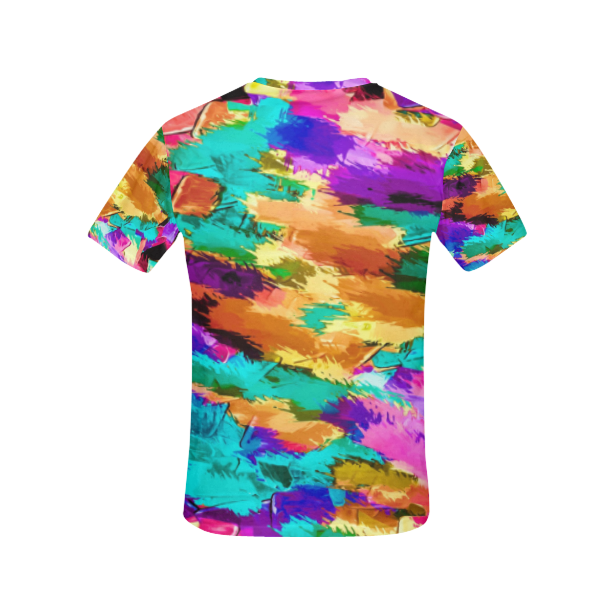 psychedelic splash painting texture abstract background in pink green purple yellow brown All Over Print T-Shirt for Women (USA Size) (Model T40)