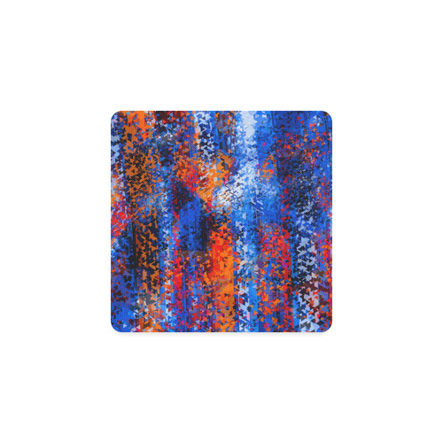 psychedelic geometric polygon shape pattern abstract in blue red orange Square Coaster