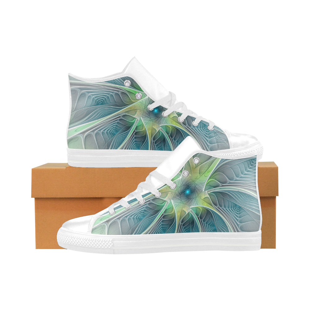 Floral Fantasy Abstract Blue Green Fractal Flower Aquila High Top ...