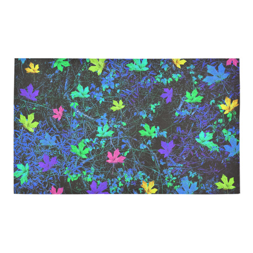 maple leaf in pink green purple blue yellow with blue creepers plants background Azalea Doormat 30" x 18" (Sponge Material)
