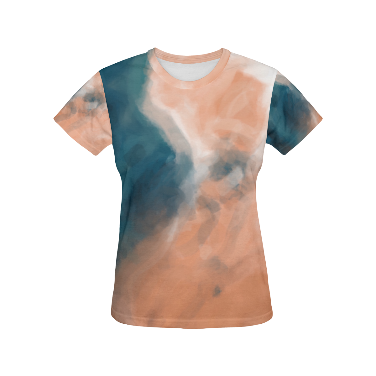 psychedelic splash painting texture abstract background in brown and blue All Over Print T-Shirt for Women (USA Size) (Model T40)