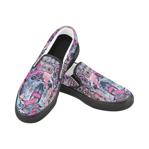 FRENCH BULLDOG LUXURY Women's Unusual Slip-on Canvas Shoes (Model 019)