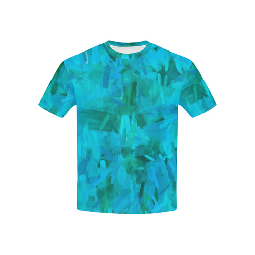 splash painting abstract texture in blue and green Kids' All Over Print T-shirt (USA Size) (Model T40)