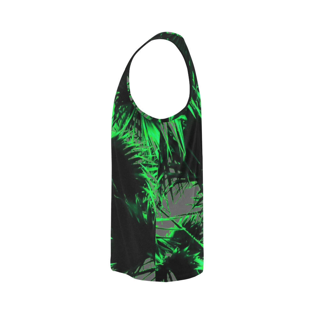 green palm leaves texture abstract background All Over Print Tank Top for Men (Model T43)