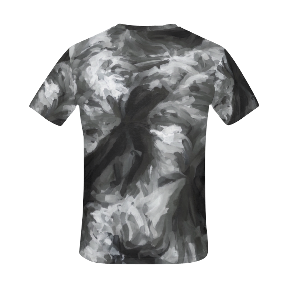 camouflage abstract painting texture background in black and white All Over Print T-Shirt for Men (USA Size) (Model T40)