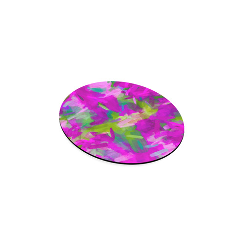 splash painting abstract texture in purple pink green Round Coaster