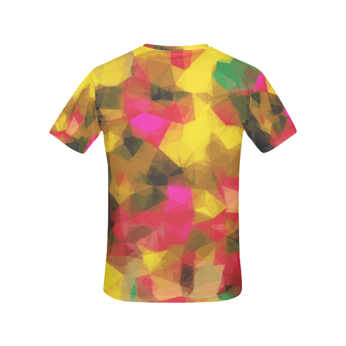 psychedelic geometric polygon shape pattern abstract in pink yellow green All Over Print T-Shirt for Women (USA Size) (Model T40)