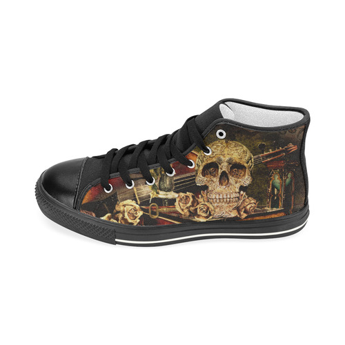 Steampunk Alchemist Mage Roses Celtic Skull Men’s Classic High Top Canvas Shoes (Model 017)