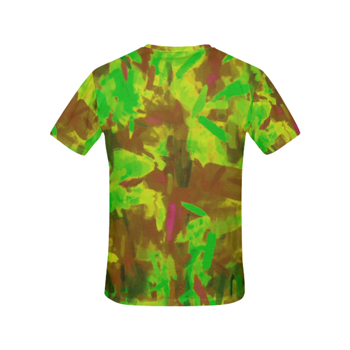 camouflage painting texture abstract background in green yellow brown All Over Print T-Shirt for Women (USA Size) (Model T40)