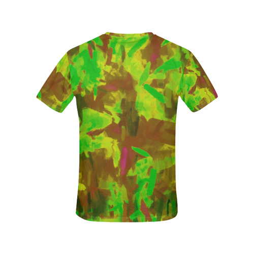 camouflage painting texture abstract background in green yellow brown All Over Print T-Shirt for Women (USA Size) (Model T40)