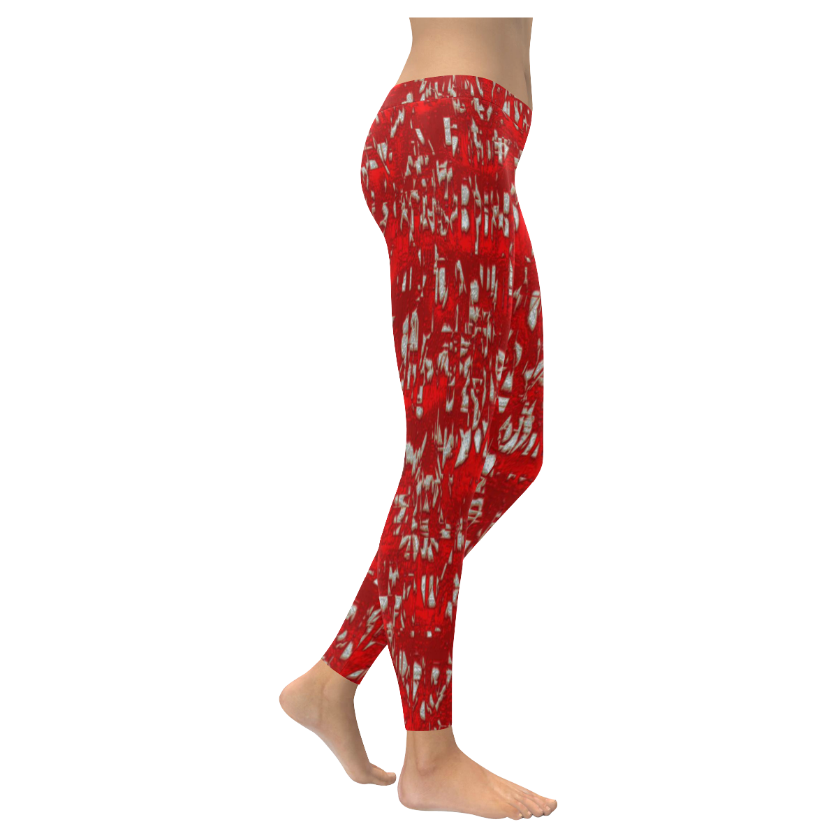 glossy abstract red by JamColors Women's Low Rise Leggings (Invisible Stitch) (Model L05)