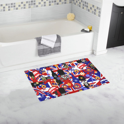 Bath Rug UK London Flag Brit Sugar Skull Bath Rug 16''x 28''