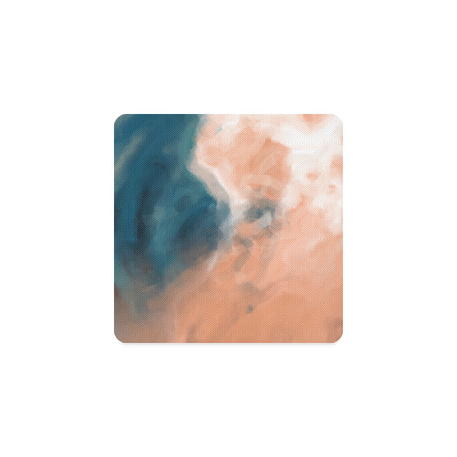 psychedelic splash painting texture abstract background in brown and blue Square Coaster