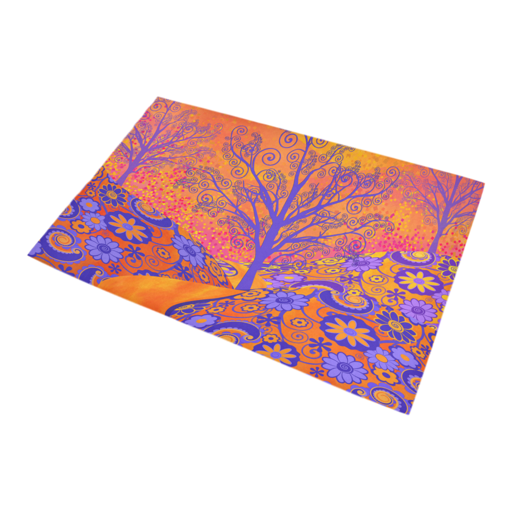 Bath Rug Sunset Park Trees Colorful Art Bath Rug 20''x 32''