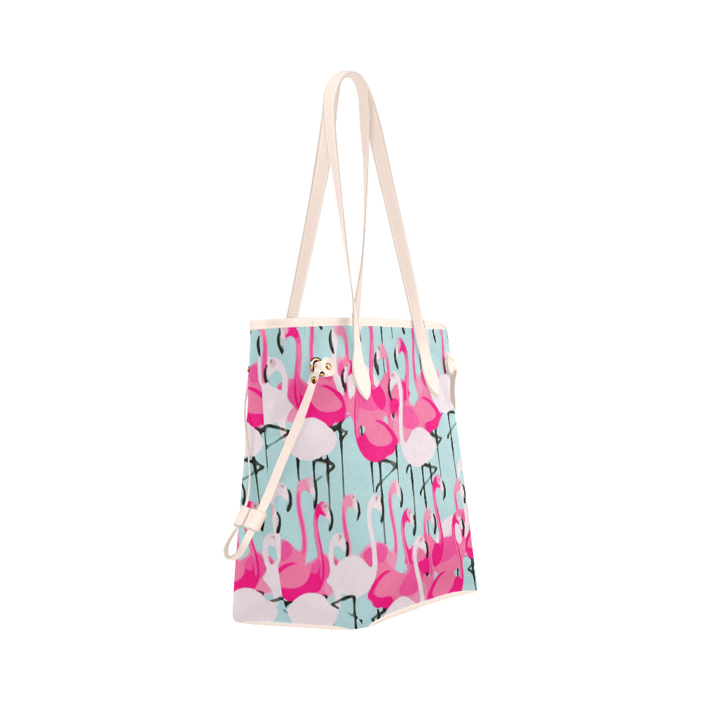 Pink Flamingo Pink Flamingos Clover Canvas Tote Bag (Model 1661)